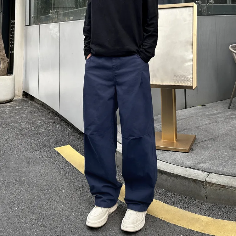 QUALCOMM秋冬季褶皱工装裤男美式cleanfit简约高级感百搭休闲裤子