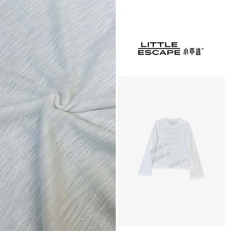 小乖逃X休闲白色T恤须须大条长袖宽松慵懒风潮流ins长袖 M8958