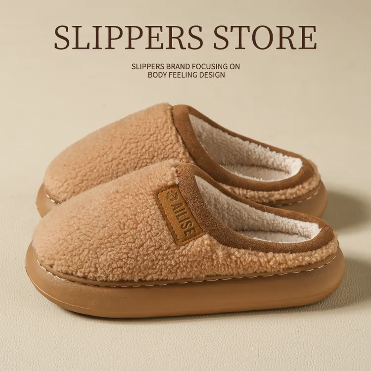 厚底棉拖鞋女款秋冬季2025新款居家防滑加绒保暖毛绒绒踩屎感棉鞋