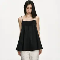 一字领抹胸吊带女一片式夏季黑色宽松上衣