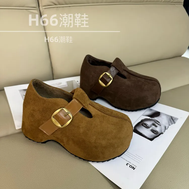 复古小个子增高勃肯鞋女2025新款秋季百搭显瘦皮带扣休闲鞋