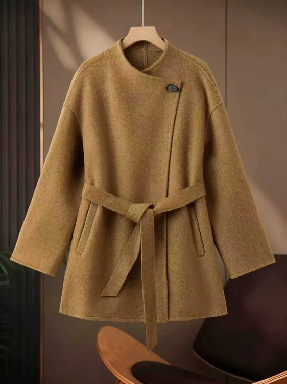 25秋冬季百搭双面呢大衣女中长款宽松秋冬羊毛呢外套8512