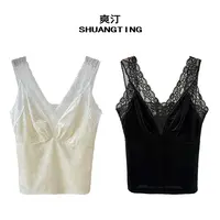 Jokara/丘可儿【谷中眠】中式设计感蕾丝拼接丝绒吊带V领背心内搭