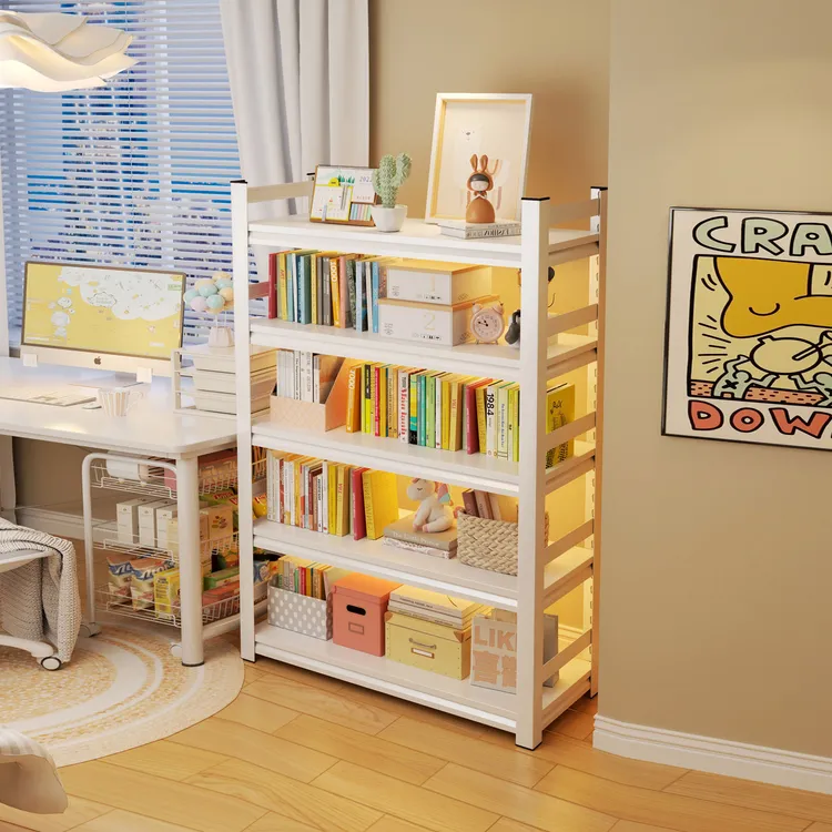 铁艺书架置物架落地多层家用简易书柜客厅收纳铁架钢制学生小书架