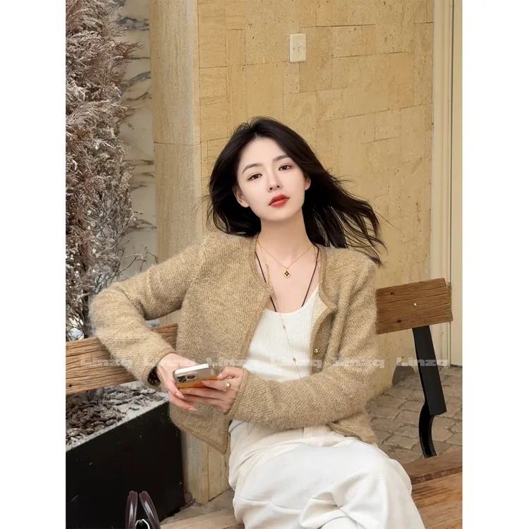 现货 林子秋 【依恋晚秋】毛感软糯小外套针织毛衫开衫气质短款