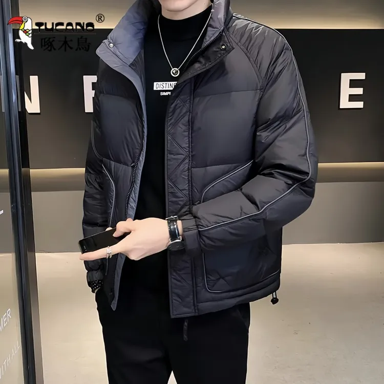 啄木鳥冬季商务休闲百搭羽绒服男士新款时尚立领修身夹克长袖外套