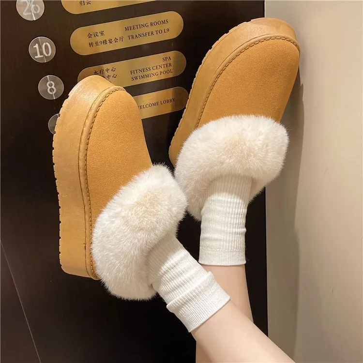 2025冬季加绒加厚雪地靴女短筒靴韩板防滑平底学生保暖棉鞋毛毛鞋