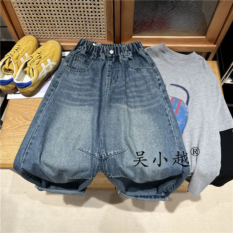 吴小越w1516男童牛仔裤秋款刺绣韩版痞帅男孩秋冬新款韩版长裤