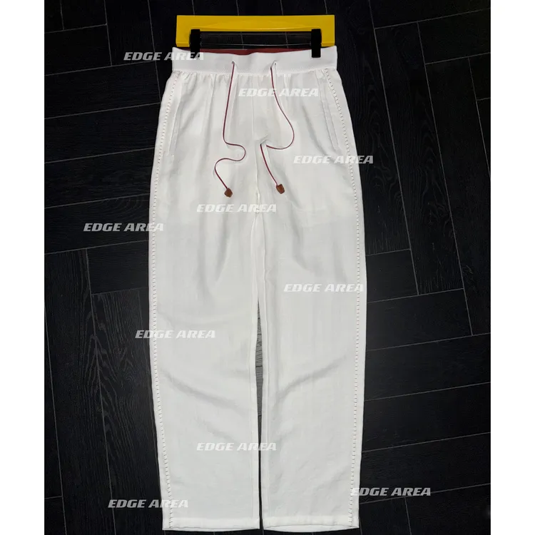 【EDGE AREA】 高奢手工缝线桑蚕丝铜氨丝亚麻混纺松弛垂感裤888-38