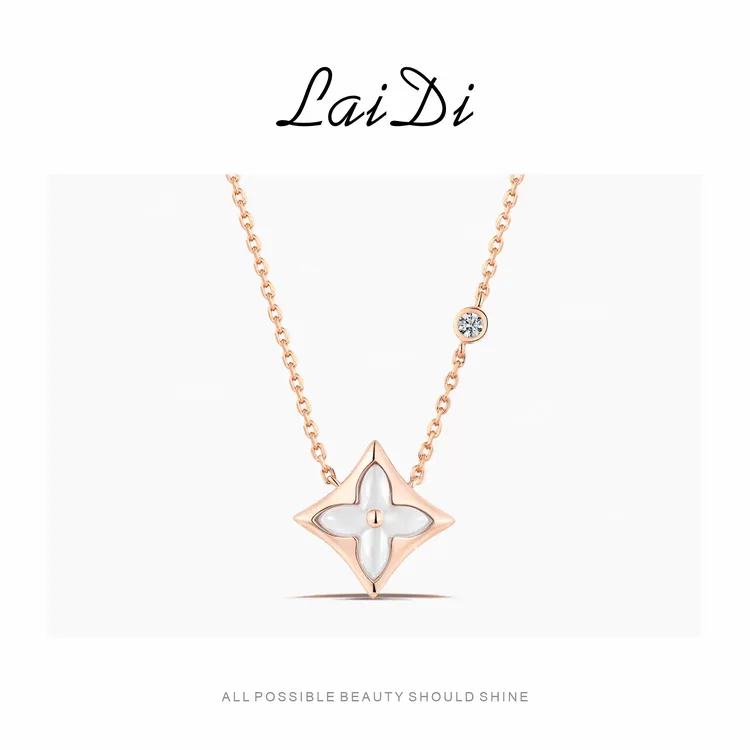 简约菱形时尚老花带钻项链