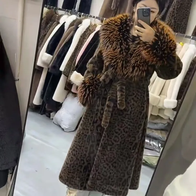 2025新款高端大气时尚百搭豹纹长款外套