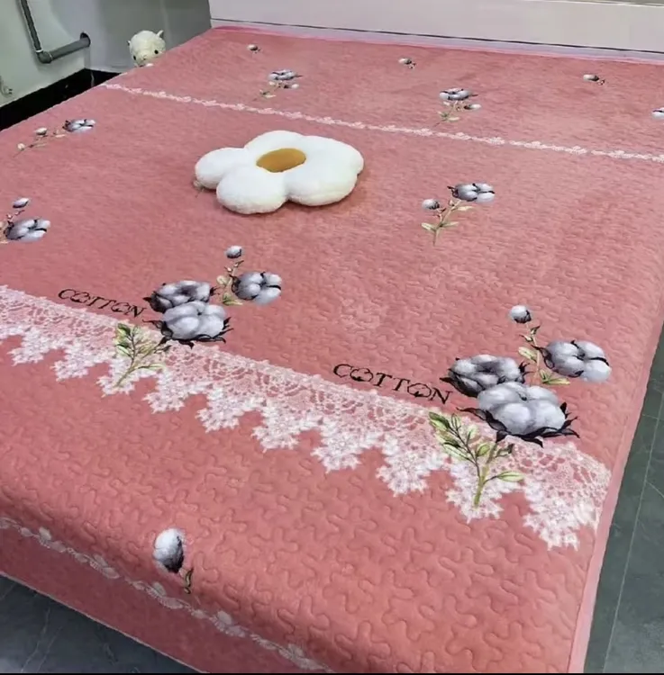 秋冬加厚牛奶绒床盖夹棉保暖防滑舒适床单冬季新品