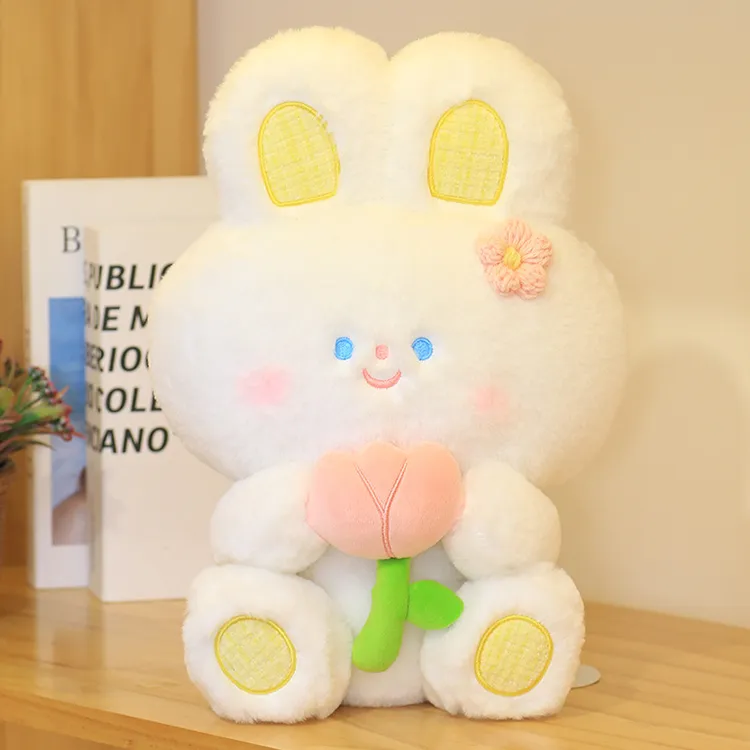毛绒兔子玩偶毛绒玩具可爱抱花立耳兔公仔布娃娃生日礼物女生安抚
