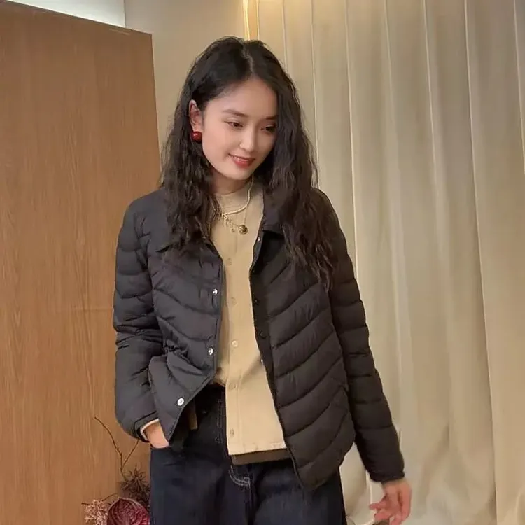 7721-纯色常规极简风90鸭绒短款时尚百搭轻薄羽绒服保暖