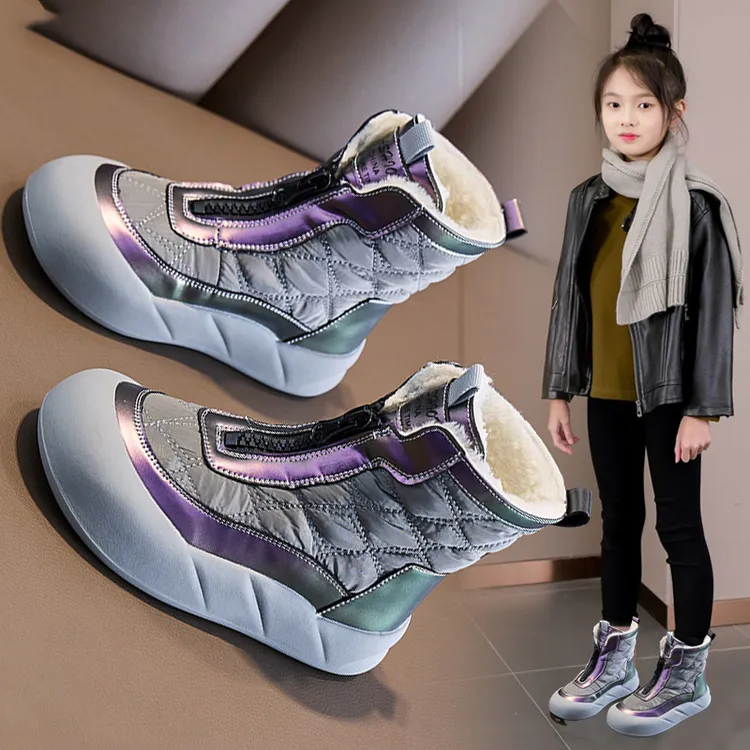 女童雪地靴冬季2025新款儿童短靴女公主棉靴保暖中大童加绒大棉鞋