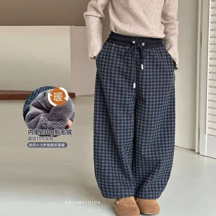 「UNO AUTUNNO」【苏格蓝雾】格子料女中大童冬季格子弯刀裤GD2538