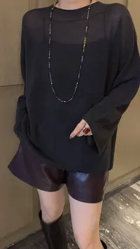 JING2025秋季新款68215圆领羊毛衫纯色百搭长袖女装休闲打底衫