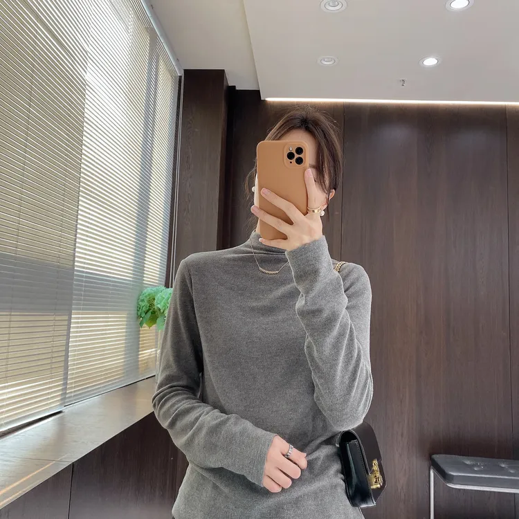 IMFLY金小金自制女装 打底衫DYW10199高领长袖修身软糯T恤内搭