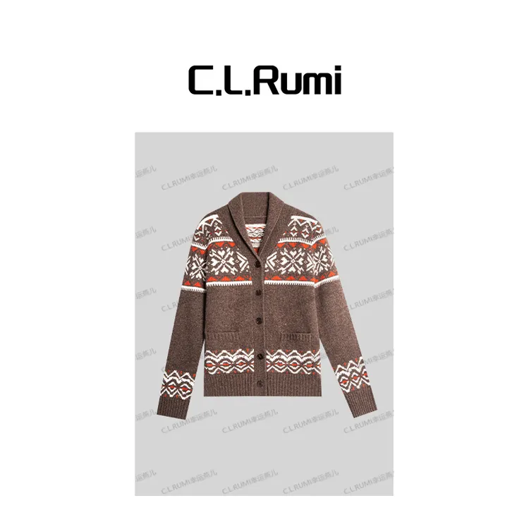 【Rumi精选】”米尔开衫”费尔岛秋冬复古英伦提花羊毛针织开衫7242ks