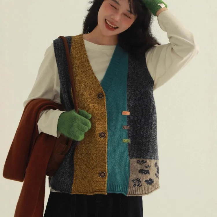 毛衣针织开衫 秋冬马甲时尚遮肉百搭宽松外穿内穿保暖