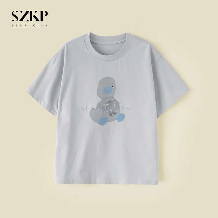 SZKP薄款纯棉吸汗圆领短袖女童夏季新款儿童潮款t恤YNYX551246