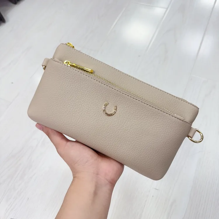 22085纯色女士双层斜挎包手拿包