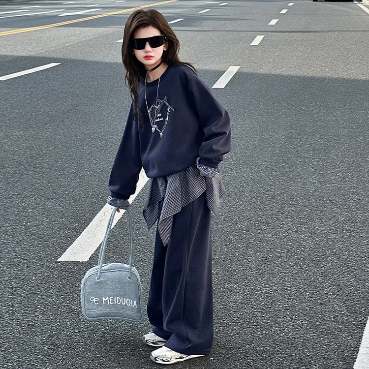 女童秋装套装2025新款洋气儿童春秋运动休闲潮酷卫衣两件套中大童