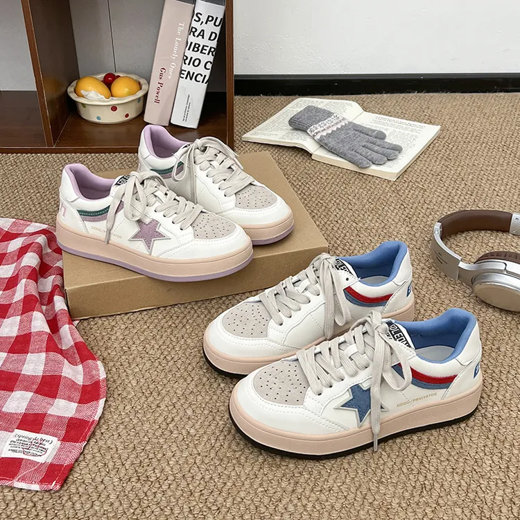 圆头星星板鞋厚底小白鞋女2025秋季韩版学生百搭舒适休闲运动鞋子