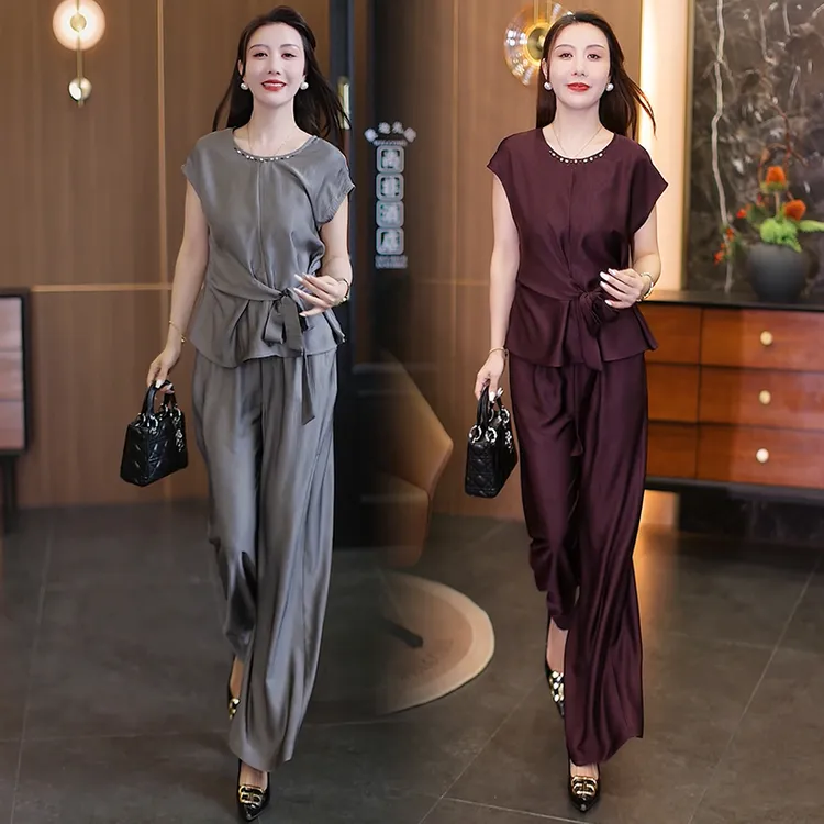 时尚阔腿裤套装女夏装显瘦两件套气质洋气套装