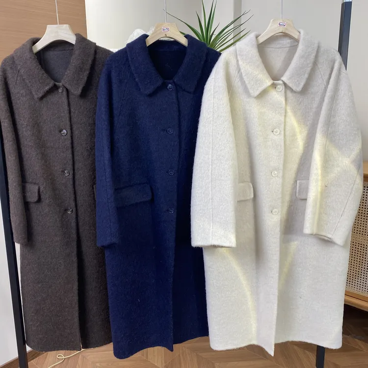 秋冬双面羊毛大衣娃娃领减龄款外套气质百搭-82095