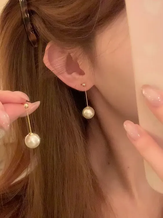 铜合金耳饰 许我耀眼赵露思许妍同款珍珠流苏耳环女气质高级耳饰