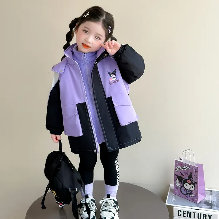 女童外套春秋冬2025新款儿童库洛米衣服女孩秋装加厚三合一冲锋衣