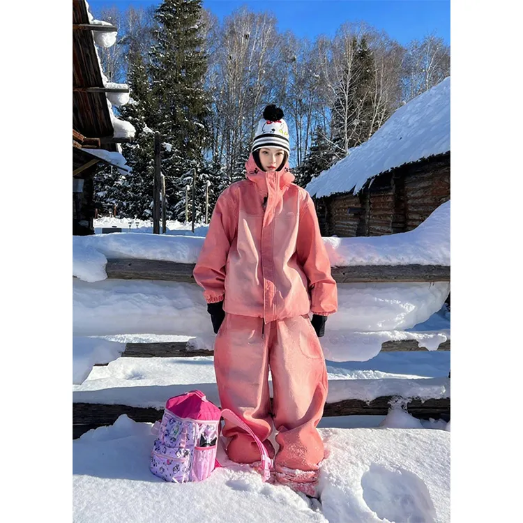 KSKM橙红色滑雪服套装女2025秋冬新款超好看渐变色单双板雪场穿搭