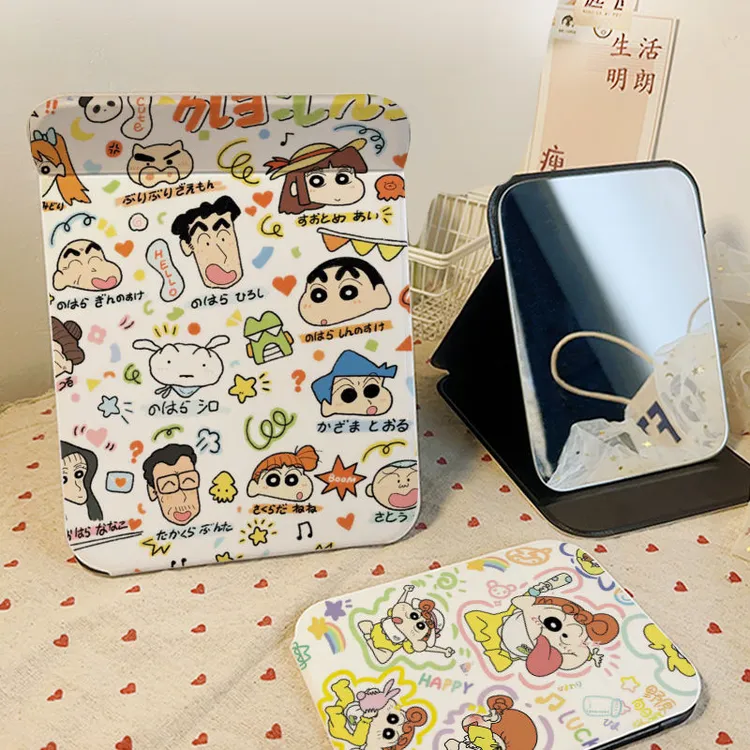 蜡笔小新随身携带小镜子桌面化妆镜家用补妆镜学生折叠镜子化妆镜