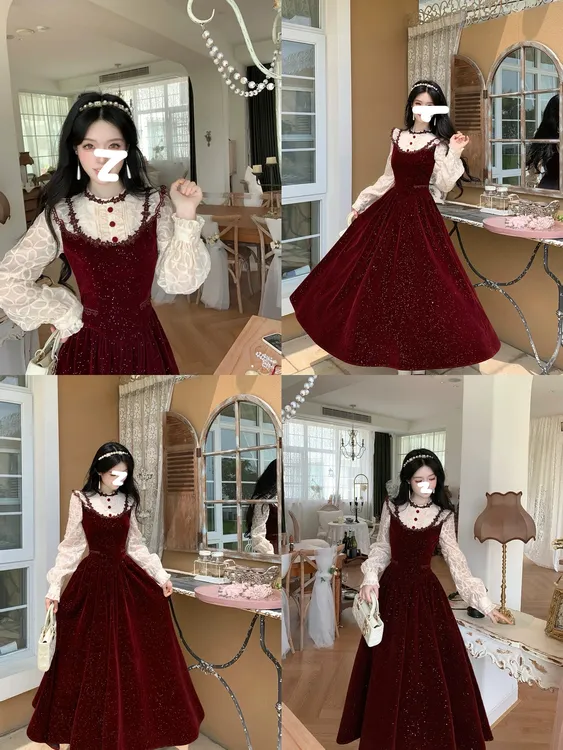 柏林少女法式秋冬连衣裙女秋季流行风格女装复古长袖裙子