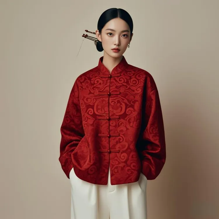 新中式国风佛系禅意2025新款盘扣唐装上衣时尚高端红色外套女春秋