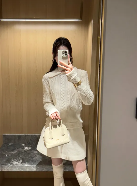 【温柔月兔】富家千金高级感温柔优雅针织上衣毛衣短裤两件套装减龄