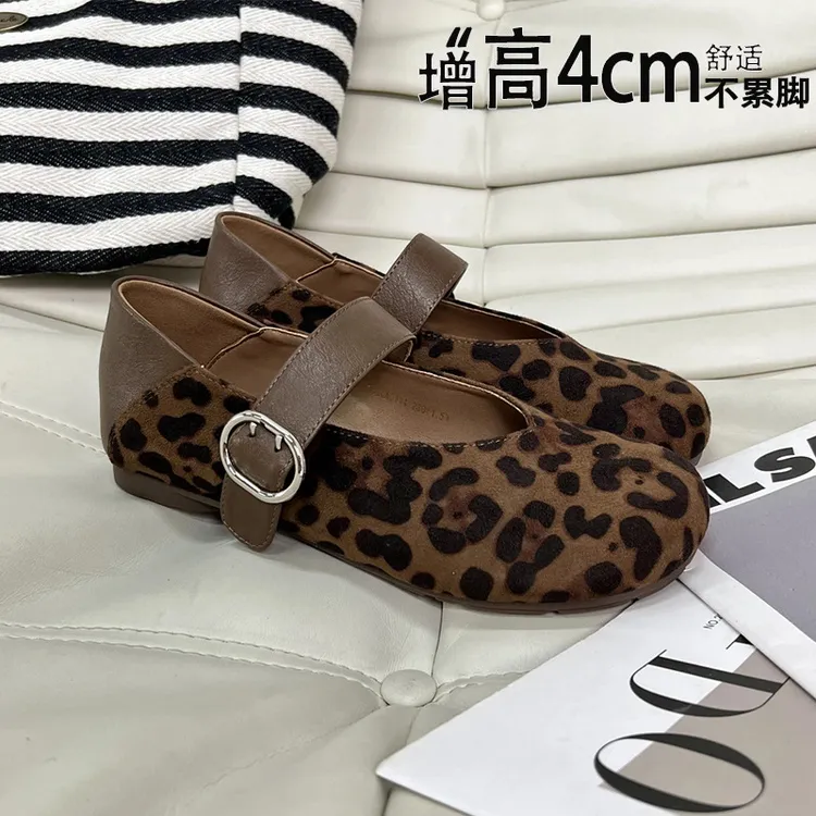 原版【琥珀流光~豹纹单鞋】气质款小单鞋女时尚复古浅口玛丽珍单鞋