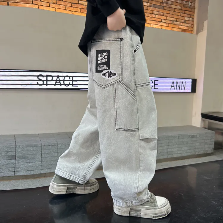 儿童装男童春装裤子2025新款牛仔裤男孩春秋款休闲春季中大童长裤