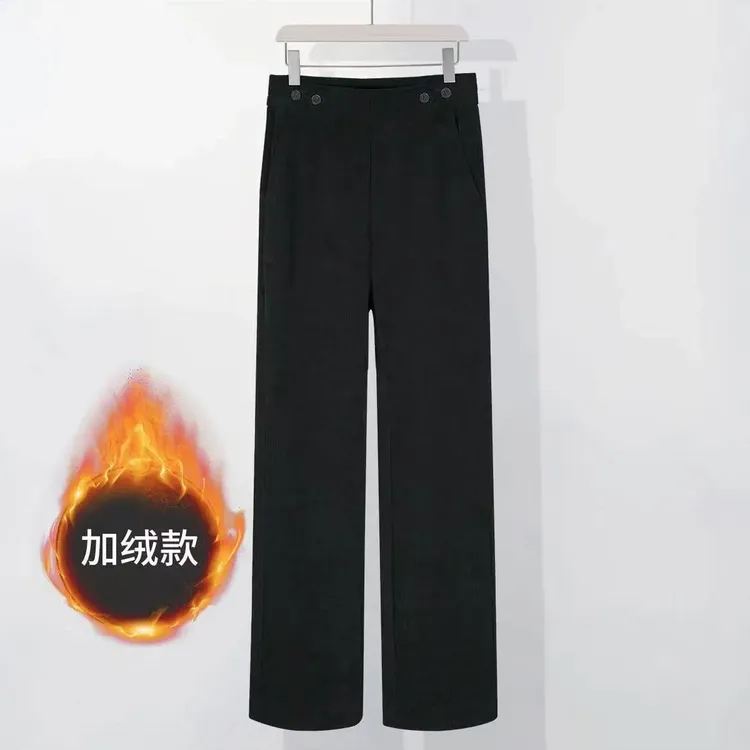 秋冬新款灯芯绒男士休闲裤加绒加厚宽松秋冬男士加厚灯芯绒直筒裤