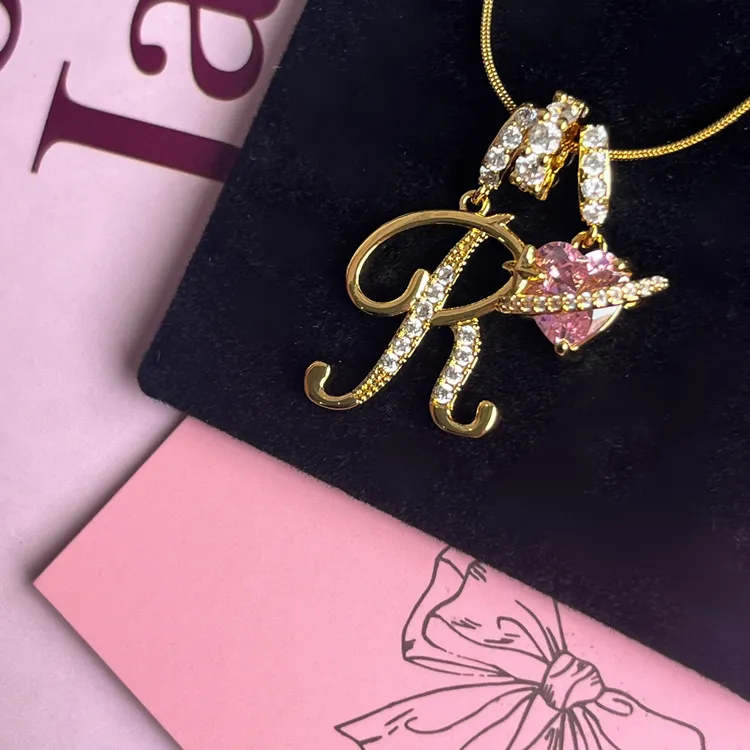 钛钢锆石项链 BestFriend系列·美高甜心粉色字母项链定制美式项链