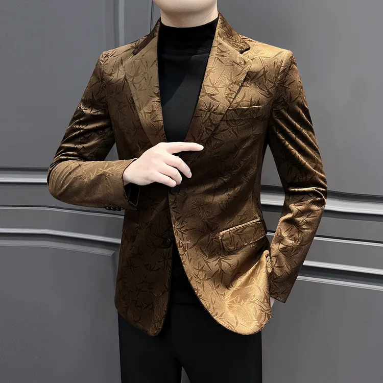 花西装外套男款秋季2025新款英伦雅痞风格男装韩版修身男士小西服