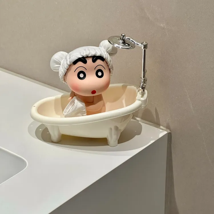 浴缸浴帽洗澡小新可爱卡通装饰摆件创意礼物
