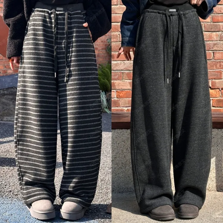 焦思文 冬季时尚洋气宽松百搭加绒抽绳休闲裤251118Y08