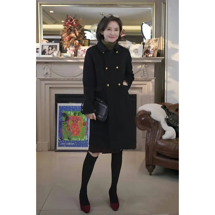 我是摩羯黑标新古典主义 90支秘鲁苏力羊驼绒山羊绒秋冬外套