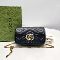 99新 GUCCI/古驰 思斯专属 黑金马蒙mini链条包THCJ188