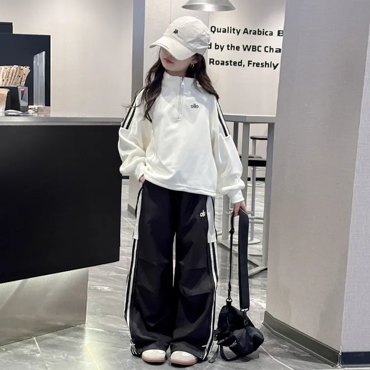 女童秋装套装2025新款洋气女大童卫衣春秋季儿童工装裤运动两件套