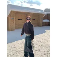  切糕自制【甜心奥莉】小个子秋冬流光风纯欲慵懒立领麂皮绒里外套