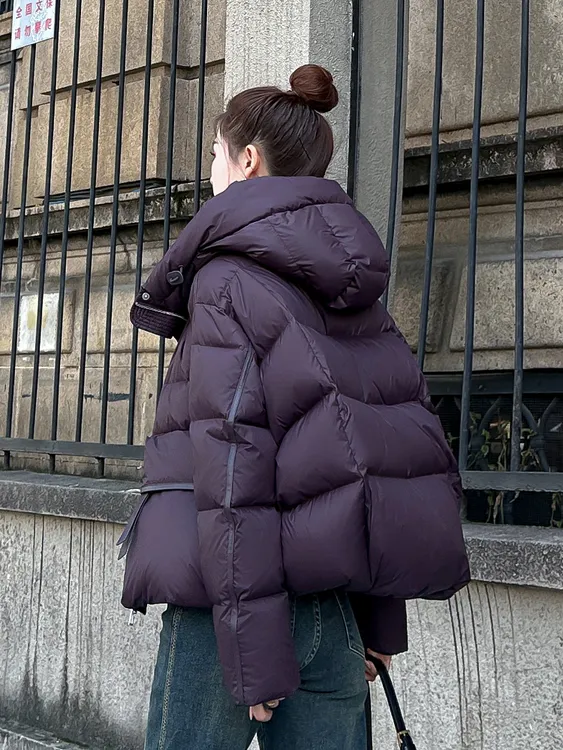 泡芙羽绒棉服女短款2025冬新款小个子连帽宽松面包服休闲外套加厚