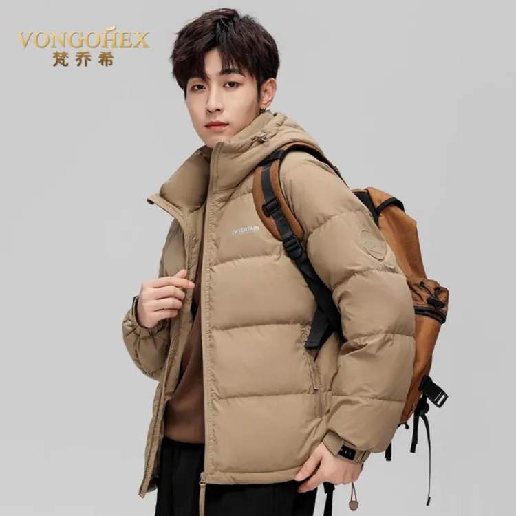 VONGOHEX男士加厚短款羽绒服冬季新款鸭绒连帽时尚休闲保暖外套